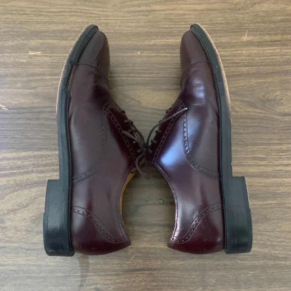 Rockport APM1141E Mens 8.5M Burgundy Leather Cap Toe Oxford Dress Shoes